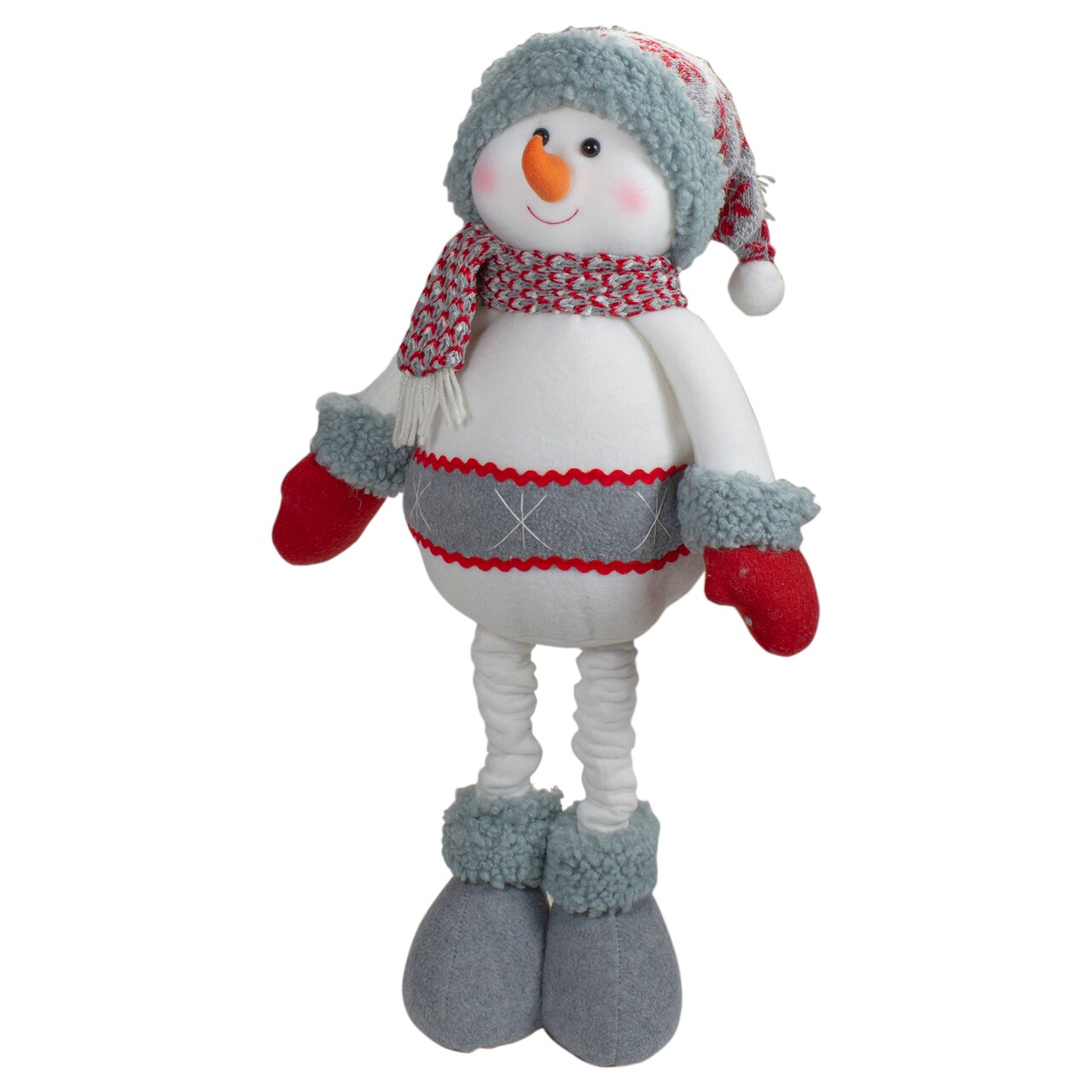 Northlight Plush Nordic Snowman Christmas Figure - 22" - Red and Gray